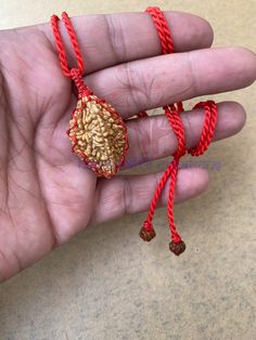 TWO MUKHI RUDRAKSHA BEAD NEW DESIGN PENDANT/NECKLACE                                                                Hare Krishna ✅With the Brand Name of HANDCRAFTS CREATIONS✅ 🌱 Two Faces or 2 Mukhi Sacred Natural Rudraksha designed in Pendant | Necklace finish with Macrame unique knots designs Wax Thread for Unbreakable Quality.🌱 ❣️Specially designed for YOGA & MEDITATION with Two Faces Rudraksha.❣️  Finished with ❤️ Beautiful tiny Rudraksha Beads❤️ ❣️You never see this beauty with the unbreakable quality of this pendant/Necklace                                                               📿Adjustable Size With Slide Lock📿 ✅This beautiful & Natural Two Faces Rudraksha Bead is finished on a bright & Shine Red Colour Wax | Silk thread to add longevity and comfort during meditation. ✅ Be Adjustable Mala For Festivals As A Gift, Adjustable Mala For Festivals And Gifts, Adjustable Amulet Mala For Rituals, Adjustable Red Mala As A Gift, Adjustable Red Mala As Gift, Adjustable Red Mala For Gift, Adjustable Temple Jewelry Mala For Puja, Adjustable Necklace For Blessings And Festivals, Adjustable Necklaces For Blessings And Festivals