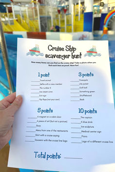 Cruise ship scavenger hunt form Cruise Ship Scavenger Hunt, Cruise Scavenger Hunt, Cruise Kids, Towel Animals, Blue Drinks, Cabin Doors, Center Signs