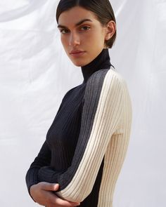 Diarte Dibidivi Ribbed, Double-Sided Turtleneck Top in Black Spain Images, Elevated Basics, True Beauty, Chemicals, Merino Wool, Madrid, Double Sided, Autumn Fashion, Spain