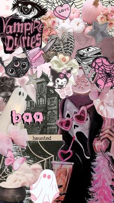 a collage of pink and black items with the words vampire princess written on them