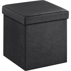 a black leather storage box on a white background