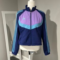 Super Cute. Love The Color Scheme. Brand New With Tickets. Adidas Windbreaker, Adidas Jackets, Adidas Blue, Blue Adidas, Color Scheme, Cute Love, Blue Purple, Adidas Women, Adidas Jacket