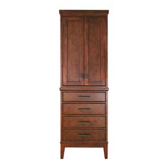 the armoire is made from wood and has drawers