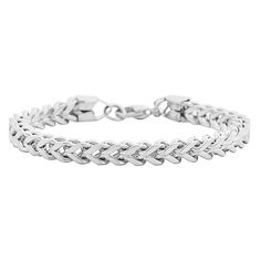 Men's Stainless Steel Franco Chain Bracelet Made of durable stainless steel, this handsome Franco link chain bracelet will give him a polished, stylish edge for many years to come.       Measures approx. 8-1/2"L x 1/4"W x 1/4"H     Made of stainless steel     Lobster claw clasp Gold Stainless Steel Nickel-free Chain Bracelet, Nickel-free Silver Chain Link Bracelet, Adjustable Gold-tone Stainless Steel Chain Bracelet, Formal Gold-toned Stainless Steel Link Bracelet, Nickel-free Stainless Steel Link Chain Bracelet, Link Chain Bracelet, Mens Jewelry Bracelet, Link Chain, Lobster Claw