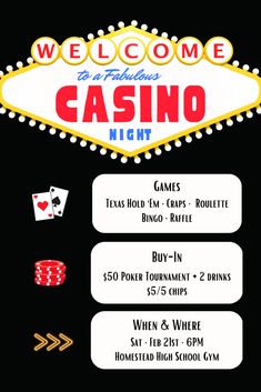 the casino night flyer for an upcoming event