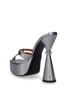 130mm Metallic leather covered heel with crystal detail. Metallic leather upper. Square toe . Leather insole. Leather sole Mule Flats, Square Toe Shoes, Loafer Mules, Mule Sandals, Leather Mules, Heeled Loafers, Metallic Leather, Pink Leather, Leather Cover