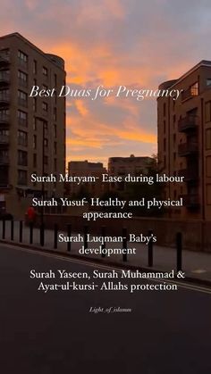 an advertisement for the best days for pregnants, with buildings in the background and sky