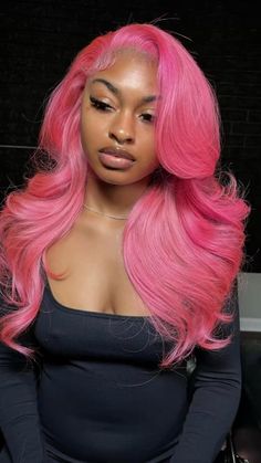 Pink Wigs For Black Women, Pink Wigs, Wigs For Black Women, Pink Hair, Hot Pink, Black Women, Wigs, Hair, Pink