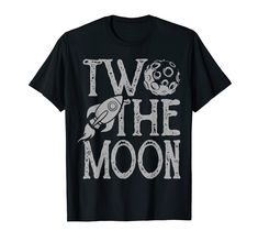 two the moon t - shirt with an image of a rocket ship and skull on it