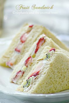 two slices of cake sitting on top of a white plate