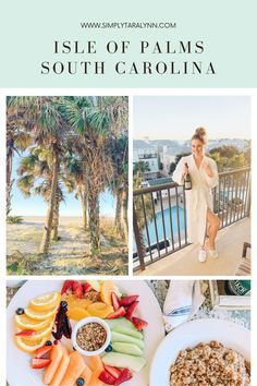 a collage of photos with the words isle of palms, south carolina in white