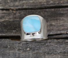 Larimar Ring , Blue Stone, Bridal Ring , Wedding Ring, Organic Ring, Sterling Silver Ring, Statement Ring, Gemstone Ring, Square Silver Ring This is a highly spiritual stone that works effectively within all of the chakras from the heart chakra through to the crown chakra, including the higher heart, which aids compassion. It helps to release stored negative emotions such as angry thoughts, remembered pain and other detrimental emotions that are not benefiting you. ✦Gemstone: Natural Larimar ✦St Wedding Larimar Gemstone Rings, Larimar Gemstone Jewelry For Wedding, Blue Larimar Opal Ring, Adjustable Blue Larimar Ring, Angry Thoughts, Ring Blue Stone, Ring Square, Blue Gemstone Rings, Larimar Ring