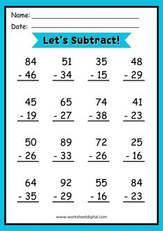 the subtract worksheet for students to practice subtracting with numbers