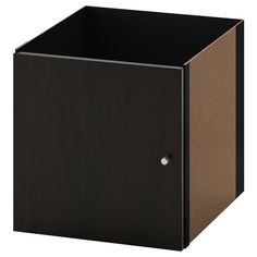 a black and brown cabinet with an open door