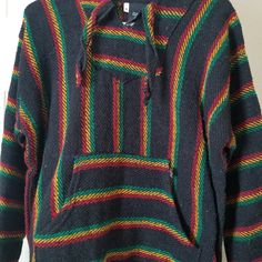 New Without Tags Rasta Hoodie With Front Pocket Size Medium No Stains Holes Or Sign Of Wear Cozy Multicolor Hooded Top, Rasta Hoodie, Colorful Knit Sweater, Colorful Knit, Mexican Style, Pocket Size, Colorful Hoodies, Red Gold, Sweater Hoodie