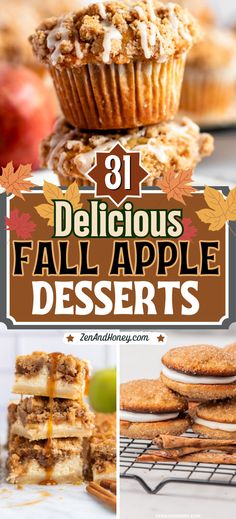 Celebrate the coziest season of the year with these 31 mouth-watering fall apple desserts. Nothing says fall like some warm and delicious apple treats. Try these 30+ easy fall desserts today. You will find fall cupcakes, fall cookies, apple pies, apple cakes and more fall dessert recipes that your whole family will love. Desserts With Fresh Apples, Fall Apple Desserts, Fall Dessert Recipes Apple, Easy Apple Desserts, Fun Fall Desserts, Best Apple Desserts, Apple Cheesecake Bars, Best Apple Recipes, Season Recipes