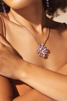 Irene Neuwirth gemmy gem mosaic kunzite diamond necklace in rose/white gold. 18k rose and white gold 38.45cts kunzite, 0.64cts diamonds 18" Luxury Kunzite Yellow Gold Jewelry, Luxury Kunzite Jewelry In Yellow Gold, Irene Neuwirth Jewelry, Irene Neuwirth, Delicate Chain, Fine Jewels, Gold Polish, Rose Gold Necklace, White Diamonds