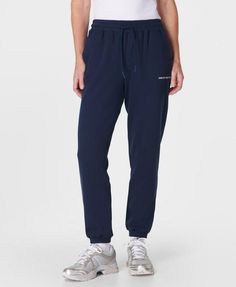 A relaxed new take on our elevated sweatpants. Made from a soft and breathable French terry cotton blend. Loose fit with sporty side panel stitching. Elasticated cuffs and a drawcord at the waist  . Two side pockets. Inseam length: 71.5cm /  28”. Model wears size S and is 178cm/5'10" tall. Style Code: SB9915Colour: Navy Blue Cotton Joggers With Drawstring, Sporty Everyday Sweats With Drawstring, Sporty Drawstring Sweats For Everyday, Comfortable Relaxed Fit Sweatpants With Elastic Side Panels, Relaxed Fit Joggers With Elastic Side Panels For Loungewear, Athleisure Joggers With Elastic Cuffs For Everyday, Sporty Sweatpants With Elastic Cuffs For Everyday, Sporty Joggers With Straight Hem For Everyday, Athleisure Sweats With Elastic Waistband