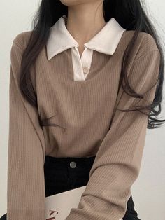 00s Mode, Preppy Mode, Kawaii Clothing, Korean Casual Outfits, Sweet Shirt, Korean Casual, Sleeve Women, Women Long Sleeve Tops, Knitted Top