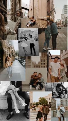 a collage of black and white photos with people in the middle one man is holding a woman's leg