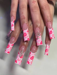 pink bape nails 🩷 Long Acrylic Nails, Fake Nails, Nail Inspo, Acrylic Nails, Manicure, Tattoos, Nails, Pink, Color