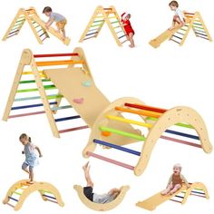 Belleur is born with the vision of "Offering the Best for Kids", we are dedicated to providing safe and well-designed products for inspiring kids' creativity and we are trying to be a solid friend during every kid's precious childhood. The 7 in 1 Wooden Pikler Triangle Set is a wonderful climbing toy for 1 - 6-year-old kids. It includes the pickler triangle, a strong double-sided board, and a climbing arch, providing multiple play combinations. Benefiting from high-quality wood, it has a smooth Baby Indoor Playground, Baby Climbing Toys, Outdoor Ramp, Toddler Climbing Toys, Montessori Climbing, Toddler Playground, Climbing Arch, Kids Obstacle Course, Toddler Climbing