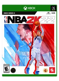 the cover art for the game nba 2k2, featuring a basketball player in blue and white