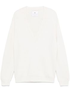 white wool fisherman's knit V-neck ribbed trim long sleeves straight hem When buying this unisex item, keep in mind that it is graded in standard men's sizing. Latest Sweater, Sweater White, Yellow Sweater, Beige Sweater, Sweaters Knitwear, Wool Blend Sweater, White Sweaters, Keep In Mind, Red Sweaters