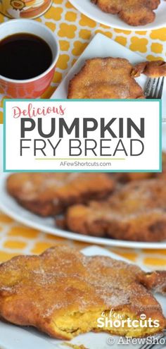 delicious pumpkin fry bread on plates with coffee