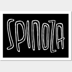 the word spinoza written in white on a black background