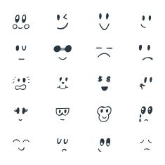 various smiley faces with different expressions