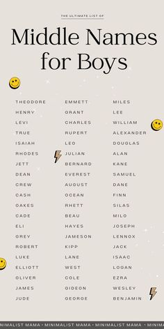 the middle names for boys with smiley faces