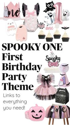 a birthday party theme with pink and black items