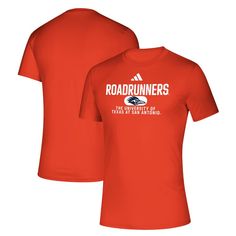 Showcase your UTSA Roadrunners pride with this adidas Creator T-Shirt, perfect for cheering on the team from the sidelines or everyday wear. Made with breathable 100% polyester, this tee keeps you cool and comfortable whether you're cheering from the stands or showing your school spirit around campus. The vibrant orange color and bold screen-printed graphics featuring the team name, logo, and school name ensure you stand out as a proud Roadrunners fan. Utsa Roadrunners, From The Sidelines, Adidas Orange, University Of Texas, Team Name, Road Runner, Name Logo, Team Names, Vibrant Orange