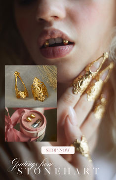 precious metal fangs , costume, and Armoured Rings Gold Accessories Aesthetic, Armor Ring, Fancy Jewelry, Beauty Items, Ear Jewelry, Grunge Fashion, Gold Plated Sterling Silver, Diy Fashion, Jewelry Inspiration