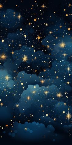 the night sky with stars and clouds