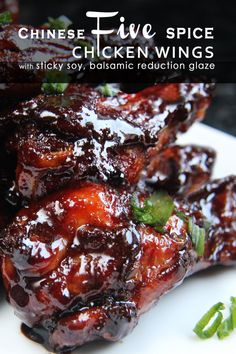 chinese chicken wings with sticky soyy, balsamic reduction glaze