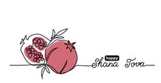 a drawing of two pomegranates with the words happy valentine's day