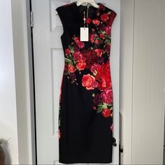 Would Be Great For A Fall Or Winter Cocktail Party Or Wedding! This Is A Ted Baker Size 1 Which I Think Is Closest To A 2 Listed On Poshmark. Fitted Floral Print Dinner Dress, Winter Cocktail Party, Black Midi Cocktail Dress, Winter Cocktail, Animal Print Maxi Dresses, Contrast Dress, Secret Dress, Ted Baker Dress, London Dress