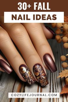 Get ready to embrace the beauty of autumn with our ultimate guide to fall nails! From rich, warm hues like deep burgundy and burnt orange to eye-catching nail art featuring leaves, pumpkins, and cozy patterns, we have everything you need to elevate your manicure this season. Discover trendy techniques such as ombre effects, matte finishes, and glitter accents that perfectly capture the essence of fall. Our easy-to-follow tutorials and expert tips make it simple to achieve stunning looks at home, Falls Nail Idea, Fall Nail Designs Floral, Fall Nails Metallic, Dip Nail Manicure, Autumn Nail Designs Ideas, Gel Nails Fall Colors, Bronze Nail Designs, Copper Fall Nails, Classic Nails Elegant Fall