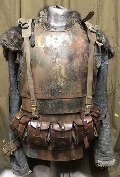 an old leather armor with fur on it