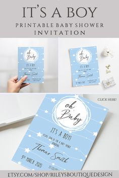 a baby shower party with blue and white stars