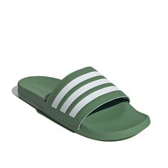 adidas-Adilette Comfort Slide Sandal - Men's Hangout at a beach or poolside comfortably in the Adilette Comfort slide sandal from Adidas. This lightweight sandal comes with a contoured footbed for improved comfort. Adidas Slides For Swimming, Adidas Slides For Swimming In Summer, Adidas Slides For Summer Swimming, Adidas Slides For Swimming With Logo, Sporty Adidas Slides Suitable For Water, Adidas Slides With Logo For Swimming, Sporty Adidas Slides For Swimming, Adidas Slip-resistant Slip-on Slides, Sporty Adidas Slides For Beach