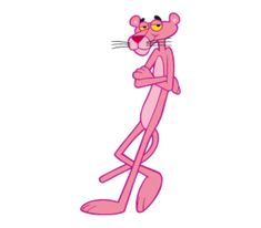 the pink panther cartoon character with his arms crossed and eyes wide open, standing in front of a white background