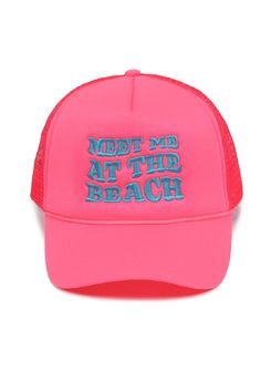 Get ready for a beach day with our Meet Me at the Beach Trucker Cap! Made of durable polyester, it features a snap back adjustable closure for the perfect fit. No need to worry about your hair - just throw it on and go! Now that's a cap you can count on! Meet Me At The Beach, Beaded Pouch, Snap Back, Scarf Jewelry, Makeup Pouch, Snap Backs, Pouch Bag, Beach Day, Trucker Cap