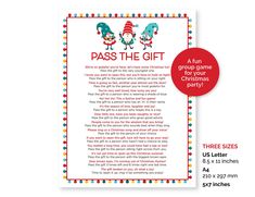 a printable pass the gift for christmas