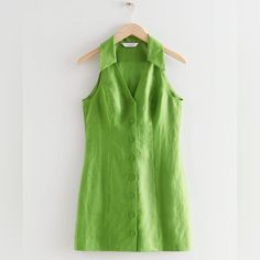 Sleeveless Linen Mini Dress Finished With A Collar And Centre Front Buttons. Six Button Closures. Linen 100% Lining: Cotton 100% Brand New With Tags. Size Eu 38 Which Fits A Us 6 No Trades. Price Firm. 20% Off Sale Ends May 3rd! (Original Posh Price: $76) Everything Is Done Through Poshmark! Halter Neck Dress, Linen Mini Dress, Button Up Dress, Halterneck Dress, Mini Dress Shop, Fashion Story, Fit Check, Halter Neck, Perfect Dress