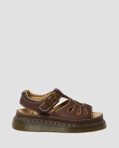 CASTILLO LEATHER SANDALS in Dark Brown | Dr. Martens Dr Martin Sandals, Brown Dr Martens, Leather Fisherman Sandals, Fisherman Sandals, Shoe Inspo, Goodyear Welt, The Vamps, Belt Size, Mary Jane Sneaker