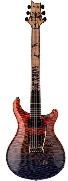 an electric guitar is shown with the neck and frets inlayed to it's body