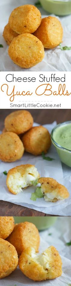 cheese stuffed yogurt balls with dipping sauce in the middle and on paper towels